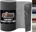 GORILLA GRIP powerGRIP Drawer Shelf and Cabinet Liner, Thick Strong Hold, Non-Adhesive Liners Protect Kitchen Cabinets and Cupboard, Bathroom Drawers, Easy Install, Breathable Mat, 12" x10', Charcoal