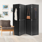 ECOMEX 4 Panel Room Divider, 5.6Ft Pegboard Display Wooden Room Divider Folding Privacy Screen Room Divider Freestanding Peg Board Display for Trade Show Craft Show Home Wall Organizer, Classic Black