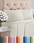 Cal King Size 4 Piece Sheet Set - Comfy Breathable & Cooling Bed Sheets Set - Hotel Luxury Bedding for Women, Men, Kids, Teens, Boys & Girls - Deep Pockets & Wrinkle Free - Oeko-Tex - Beige Stripes 2