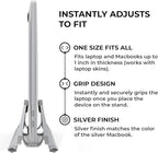 HumanCentric Vertical Laptop Stand for Desks in Silver Color, Upright Adjustable Holder to Dock Apple MacBook Stand, and Other Laptops to Organize Work & Home Office, Automatic Grip
