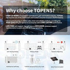 TOPENS DK1000S Solar Sliding Gate Opener Rack Drive Automatic Gate Motor for Heavy Driveway Slide Gates Up to 1800 Pounds, Electric Gate Operator Battery Powered with Solar Panel Remote Control Kit