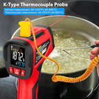 Infrared Thermometer Temperature Gun, TEMIRUP Digital IR Laser Thermometer -40°F~1472℉,K-Type Probe -40°F~1202°F, IR Temp Gun for Cooking, Pizza Ovens, Griddles, Meat, HVAC, Home & Industrial