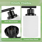 Guliaofo 4-Light Bathroom Light Fixtures, Black Vanity Lights for Mirror with Textured Milky White Glass Shade, Modern Kitchen Light Fixtures Wall Sconce Light - E26 Base