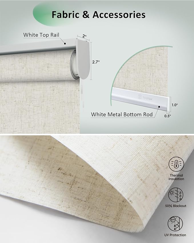 Yoolax Motorized Blinds App Control, Light Filtering Motorized Shades for Windows, Cordless Automatic Roller Shades for Bedroom Living Room Office(Light Filtering Linen Beige, 30" W x 72" H)