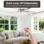 SmoTecQ 10 Feet (120 Inch) Ceiling Fan Pull Chain Extension - Nickel Plated Silver - 3mm Beaded Ball Chain with 12 Connectors - Rust Proof Solid Brass for Light Fixtures & DIY Crafts