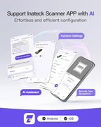 Inateck Barcode Scanner Wireless,Portable Bluetooth Barcode Scanner with Screen,1D Code Scanner Kabellos 2.4GHz,Handscanner with APP and SDK, BCST-49