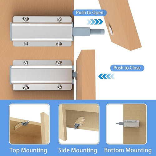 15 Pack Push to Open Cabinet Hardware, Touch Latches for Cabinet Doors, Magnetic Cabinets Latch, Magnetic Push Latches for Cabinets to Open Latch，Silver
