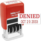 MaxMark Self-Inking Rubber Date Office Stamp with Denied Phrase & Date - RED Ink