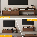 YQJJGL Solid Wood TV Stand for TVs up to 65 Inch， Walnut TV Stand with Storage and Shelf for Living Room, Bedroom, Office
