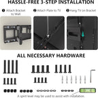 WALI Full Motion TV Wall Mount for 32–70 Inch TVs – Dual Articulating Mount with Swivel, Tilt & Extension | VESA up to 400x400mm | Fits 12/16" Wood Studs | Holds Up to 88 lbs