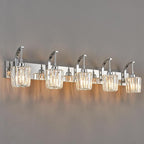 FDPBY Modern Bathroom Vanity Light, 5-Light Chrome Wall Sconce with Crystal Accents, Over Mirror Bathroom Lighting Fixture, 42.52" Long Dimmable Vanity Lamp for Makeup, Easy Installation