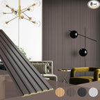 OUZUGIE WPC Acoustic Slat Wall Paneling, 8-Pack 114 x 6 Inches 3D Wall Panels for Interior Wall Decor,Living Room,TV Background,Study Room,Office Spaces,Bedroom,Low Grille (Walnut)