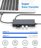 DisplayLink Docking Station Dual Monitor, Mosirui12-in-1 USB 3.0 to USB C Hub with Dual HDMI,VGA,USB3.0,Ethernet for MacBook M1/M2/M3/M4Pro/Air Dell HP Lenovo,Windows Laptops