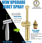 Handheld Bidet Toilet Sprayer, Brass Hand Held Bidet Attachment Cloth Diaper Toilet Sprayer with Backflow Preventer, Adjustable Water Jet Spray for Toilet with 7.9" Long Bidet Wand, Brushed Gold