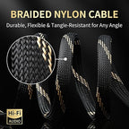 12 AWG 2Pack Audiophile Speaker Cable – Speaker Wire with Banana Plugs,4N OFC Core,Nylon Braid,Audio Wire,Compatible with Amplifier,Speakers,AV Receiver& Home Theater(9.84ft/3m)