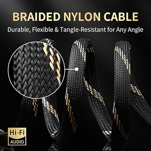 10 AWG 2Pack Audiophile Speaker Cable – Speaker Wire with Banana Plugs,4N OFC Core,Nylon Braid,Audio Wire,Compatible with Amplifier,Speakers,AV Receiver& Home Theater(6.56ft/2m)