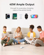 SUPERDANNY 6-Port USB Charger, 40W 8A Mini USB Charging Station, Charging Station for Multiple Devices, 4ft Cable, Compatible with iPhone, iPad, Galaxy, Pixel, for Travel, Cruise, White
