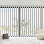 Blindify Motorized Vertical Blinds, Light Filtering Sliding Door Shades Vertical Shades Remote Control Customize, Jacquard Silver
