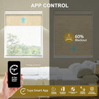 COOLWINDS Motorized Blinds with Remote Cordless Automatic Motorized Shades Custom Blinds for Windows Smart Curtains Compatible with Alexa Google Home(Light Filtering Linen Soft Dunes,W55 x H72in)