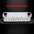 6 x M8 (5/16") Studs Power Distribution Block Bus Bar 12V, Ampper 5.9" HD 200A Marine BusBar Battery Distribution Block W/Cover for Car Boat Solar (Black)