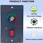 URANT DC12V - 60V/20A Motor Speed Controller, with Forward and Reverse Switch,Suitable for DC Brushless Motors,Forward and Reverse Motor Speed Regulator,DC Motor Speed Controller