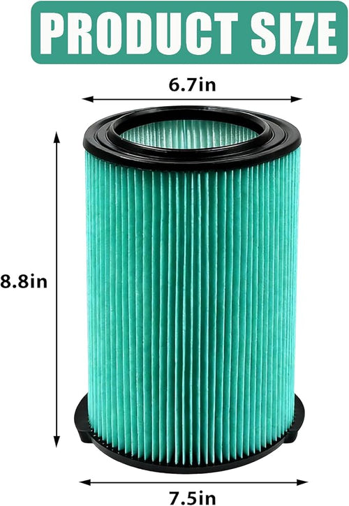 2 Pack VF6000 5-Layer Pleated Replacement Vacuum Filter Compatible for Rigid Shop Vac 5-20 Gallon Wet/Dry Vacuums,Fit for Husky 6-9 Gallon Vacs