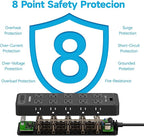 Solidock Power Strip Surge Protector Flat Plug with 20 AC Outlets 6 USB Chagring Ports, 1875W/15A, 2700J, 10 Ft Heavy Duty Extension Cord for Home, Office, Dorm, Gaming,ETL Listed (Black, 10 Feet)