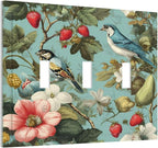 Bvtewkhz William Morris Flower 3 Gang Triple Toggle Wall Plate Cover Decorative Light Switch Covers Electrical Faceplate Switch Plates for Bathroom Kitchen Home