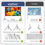 Projector Screen Outdoor, Vamvo Projector Screen with Stand Portable 80" Foldable ProjectorScreen, 10 Feet Indoor Movie-Screen with Carrying Bag for Home Theater Backyard Movie Night