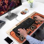 Ergonomic Keyboard Wrist Rest & Mouse Pad Wrist Rest Set, Large XXL Gaming Desk Mat 31.5"x 11.8" with Non-Slip Base, Memory Foam, Easy Typing Pain Relief for Home & Office, Retro Tape Recorder