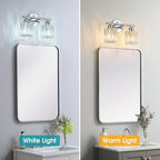 FDPBY Modern 2 Light Crystal Vanity Light, Chrome Vertical Bathroom Light Fixture Over Mirror for Dressing Table Sink, Compatible with Dimmable Bulbs (Bulbs Not Included)