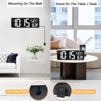 XREXS Large Digital Wall Clock with Remote Control, 17.2 Inch LED Large Display Count Up & Down Timer, Adjustable Brightness Plug-in Alarm Clock with Day/Date/Temperature for Living Room, Office, Gym