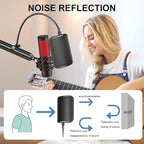 Aokeo Metal Pop Filter,Metal Mesh Layer Microphone Windscreen for Hyperx QuadCast, Blue Yeti and Other Mics,Pop Shield with Flexible 360° Gooseneck Clip Stabilization Arm