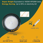 ACOHOOK LED High Bay Light 420W 60000lm 5000K High Bay LED Shop Lights with US Plug, AC100-277V UFO Commercial Bay Lighting for 30-55FT Height -2Pack