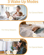 Mesqool Wake Up on Time: Vibrating Alarm Clock with Bed Shaker, Loud Sound & Color Display – USB Charging, 8-Color Light, Battery Backup – Great for Heavy Sleepers, Seniors & Hearing Impaired