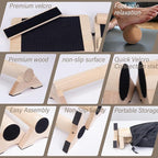 40-Inch Wooden Balance Beam Set, Two 20-Inch Connectable Sections, Natural Solid Wood Design, Includes Cork Massage Ball, Ankle Strengthener and Carry Bag for Home Training and Stability Practice