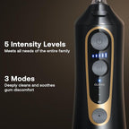 Bitvae C6 Water Dental Flosser for Teeth Pick, Cordless Flosser for Travel with 6 Jet Tips, 3 Modes 5 intensities, IPX7 Waterproof Portable & Rechargeable Oral Irrigator Cleaner, Black