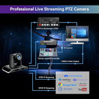 Tenveo HDMI/USB3.0/LAN(PoE) PTZ Camera AI Humanoid & Face Auto-Tracking, 20X Optical Zoom PTZ Camera IP Live Streaming, FHD 1080P 60FPS, for Church Services Worship Video Conference Live Streaming
