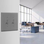 ENERLITES Double Light Switch Wall Plate, Toggle Switch Plate, Gloss Finish, 2-Gang Mid-Size 4.88" x 4.92", Unbreakable Polycarbonate Thermoplastic, UL Listed, 8812M-GY, Gray