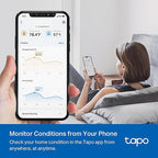 Tapo Smart Temperature and Humidity Monitor, 2.7" E-Ink Display, Swiss-Made Sensor, Real-Time Notification, Visual Graphics, Hub Required, White (T315)