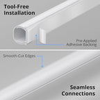 ZhiYo 85in Cord Hider for One Wire, Self-Adhesive Cord Covers for Wires on Wall, Paintable TV Cable Hider Wire Covers for Cords, White Cable Management Raceway Channel, 6X L14in, W0.5in H0.4in