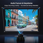 1500 ANSI Official Licensed Google TV Smart Projector, HAPPRUN 4K Full HD Home Theater with Auto Focus, Dolby Sound, Wi-Fi Bluetooth, Built-in Apps, Compatible with Phone & PC, Indoor & Outdoor Use