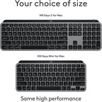 Logitech MX Keys Mini for Mac Minimalist Wireless Keyboard, Compact, Bluetooth, Backlit Keys, USB-C, Tactile Typing, Compatible with MacBook Pro & Air,iMac,iPad - Space Grey