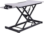 Rocelco Standing Desk Converter with Dual Monitor Mount - 31.5 Inch Sit Stand Up Tabletop Riser with Tablet Holder, Height Adjustable Workstation - Deep Keyboard Tray for Laptop - Gray (R VADRG-DM2)