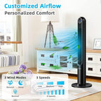 GOFLAME Tower Fan with Remote Control, 42" 80° Oscillating Quiet Cooling Fan with 3 Wind Modes, LED Control Panel and 12H Timer, Portable Bladeless Standing Fan for Bedroom Living Room Office (Black)