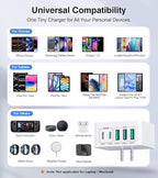 USB C Charger Block Thin Flat 50W 5-Port Wall Charger 2-Pack Type C Fast Charger Cube, PD&QC Wall Plug Power Adapter Compatible for iPhone 14/15/16/17, iPad, Airpods, iwatch, Samsung