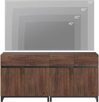 Wampat Modern TV Stand for up to 70 inch TVs, 2 in 1 Entertainment Center with Adjustable Shelves and Metal Base for Living Room, Bedroom, Brown