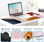 iCasso Desk Mat, Gaming Mouse Pad Wrist Support Set,4in1 XXL Large Mousepad + Keyboard Wrist Rest+Mouse Wrist Rest+Coaster Set with Ergonomic Design for Home Office Table Computer-Color Block