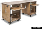 Sound Town DIY Music Studio Rack Desk Workstation with 2 X 13U Side Cabinets, Two Slide-Out Trays, Casters, Plywood, Weathered Brown for Recording Room, Home Studio (SDRK-WS69)