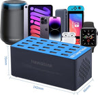 USB Charging Station,100W 20-Port Multi Device Charger with Intelligent Safety Features,Charging Station for Multiple Devices Phone,Watch,Pad,Speakers,Headphones,PS Compact for Home,Office,Travel